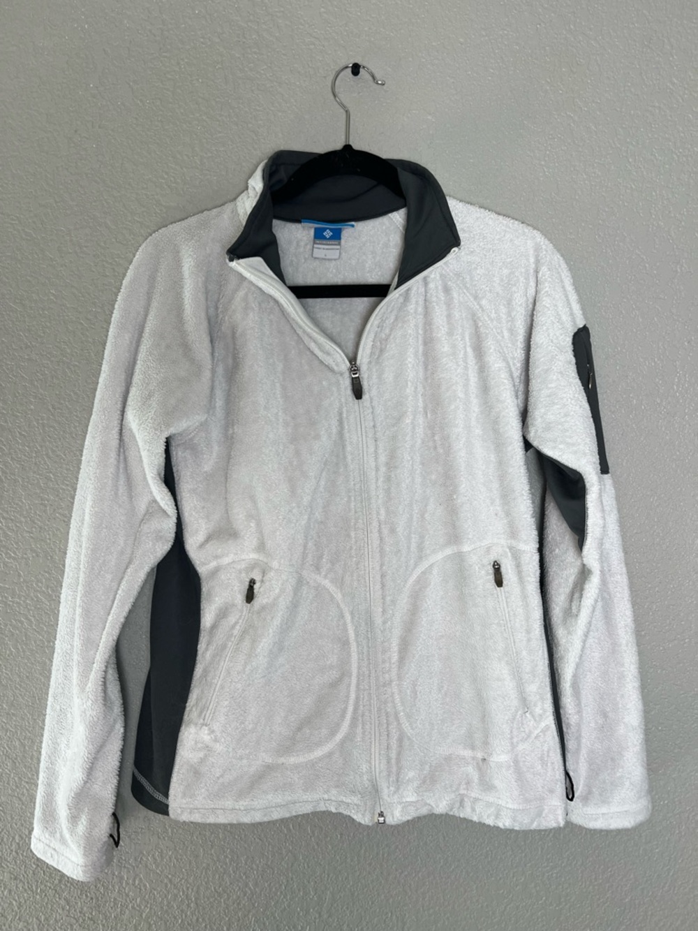 Columbia Light Gray and Dark Gray Fleece Zip Jacket